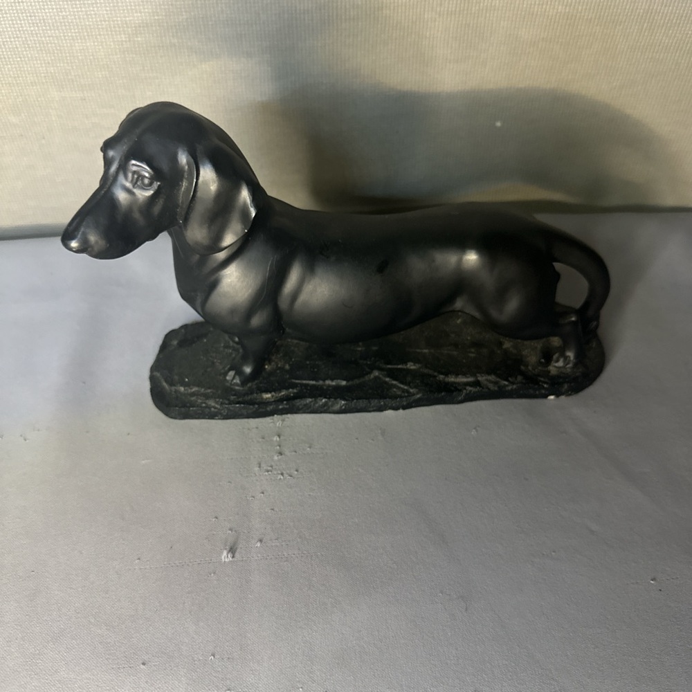 Black Dachshund Dog Figurine. 9 inches